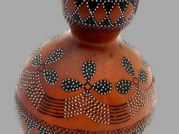 Africa-Gourd-calabash-container-from-the-Ronga-people-of-Mozambique-First-half-of-the-20th-century-Gourd-pigment-and-white-glass-beads